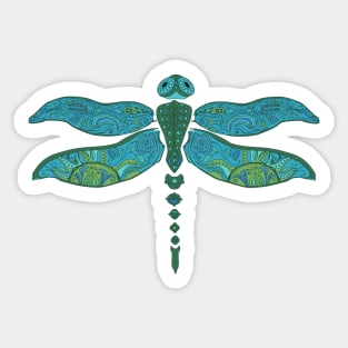 Teal Green Blue Boho Dragonfly Sticker